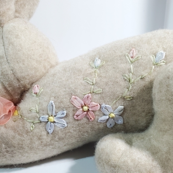 Mitchell Company TJ Collection Bunny rabbit laying down floral embroidery - Picture 9 of 13